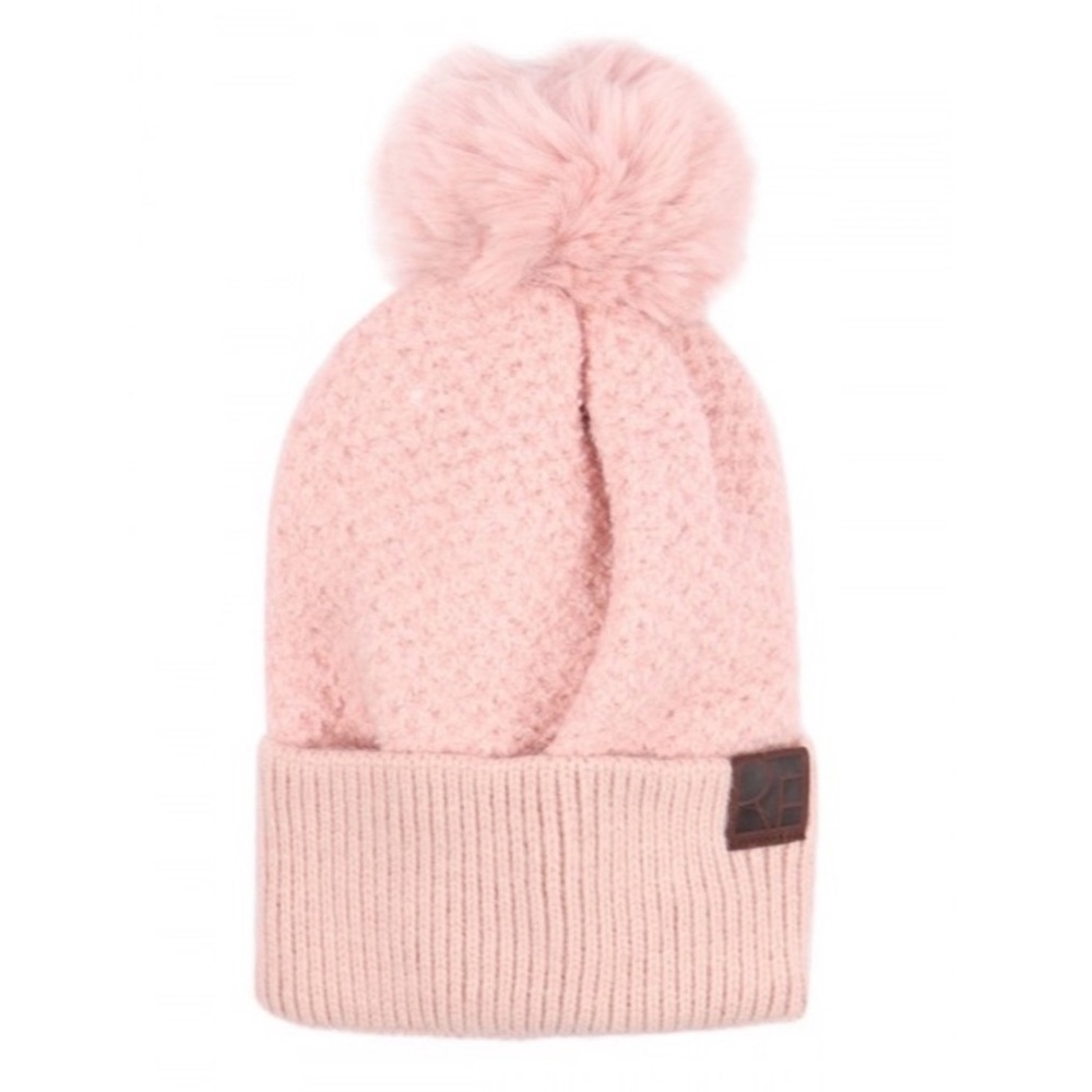 BLUSH | Soft faux fur pom beanie